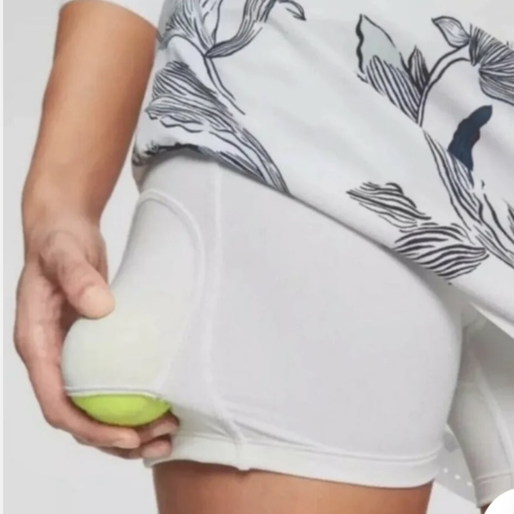 Athleta Laser Cut Floral Skirt Skort Sz Medium White Navy Mint Grey Black EUC - Picture 3 of 15